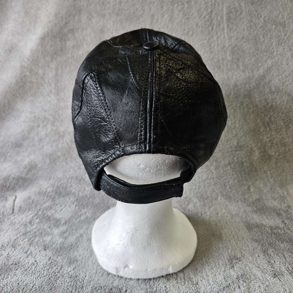 Leather Hat Patriotic Patchwork Embordered Black … - image 4